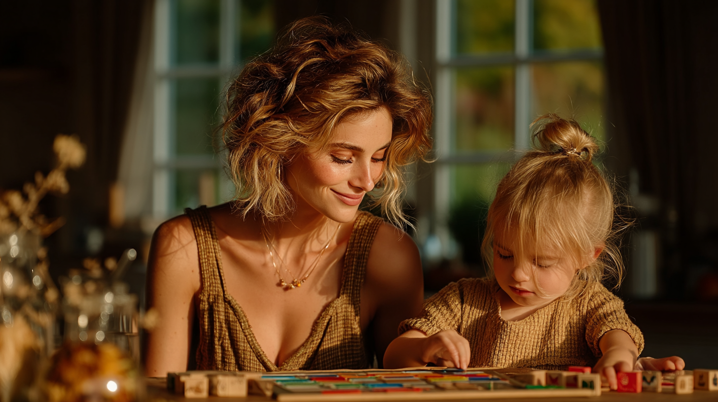 Mother helping daughter build math confidence at home — stop saying you're bad at math message in action