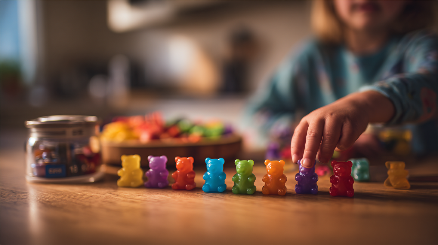 Kitchen timer math challenges with colorful counting manipulatives and timer display