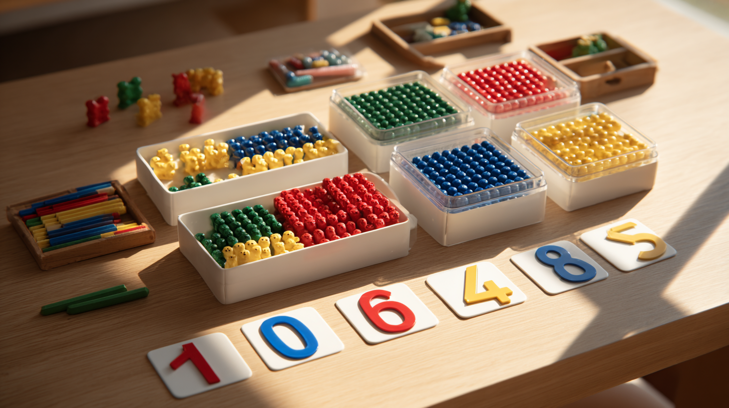 Colorful math manipulatives and materials for make 10 activities learning games
